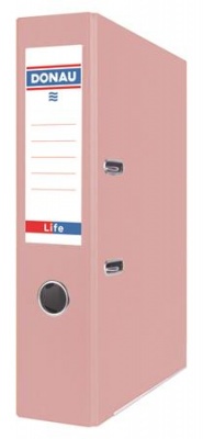 Pákový šanón, 75 mm, A4, PP/kartón, s ochranným spodným kovaním, DONAU "Life", pastelovo ružová
