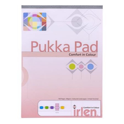 Poznámkový blok, A4, linajkový, 50 listov, PUKKA PAD "Irlen Dyslexia", ružová