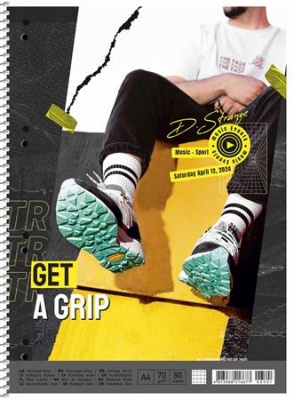 Špirálový zošit, A4+, štvorčekový, 80 listov, SHKOLYARYK "Get a grip", mix