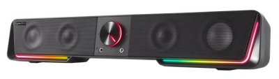 Reproduktor, 12W, 2x3.5 mm jack + USB-A, SPEEDLINK "GRAVITY RGB Stereo Soundbar", čierna