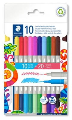 Fixky, sada, 1/3 mm, obojstranné, STAEDTLER® "3280", 20 rôznych farieb