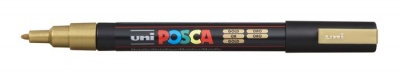 Dekoračný popisovač, 0,9-1,3 mm, UNI "Posca PC-3M", zlatý