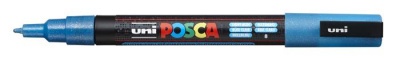 Dekoračný popisovač, 0,9-1,3 mm, UNI "Posca PC-3ML", lesklá modrá